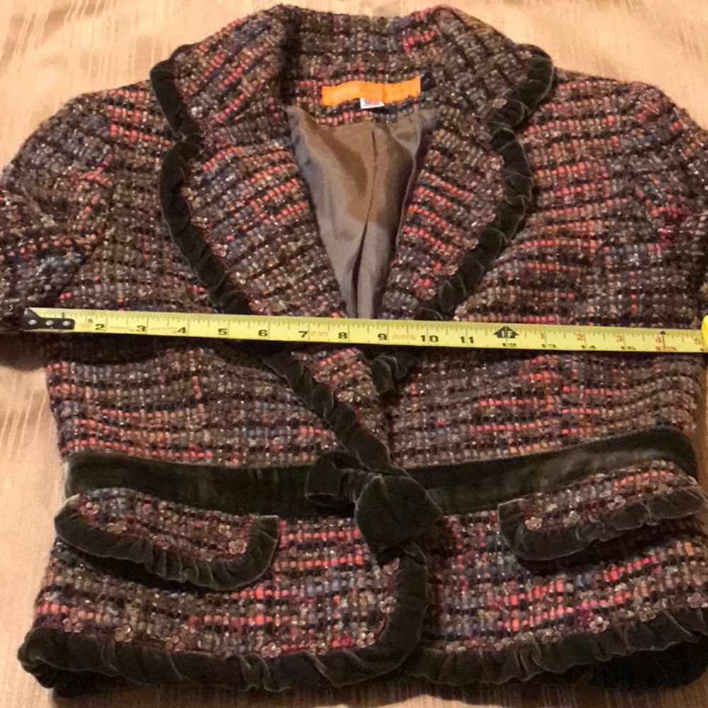 Cynthia Steffe Olive Tweed Cropped Jacket Small - Picture 6 of 8